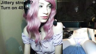 Petite gamergirl begins to strip during her gaming stream