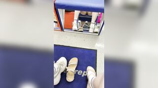 Upskirt: In a shoe store without panties #3