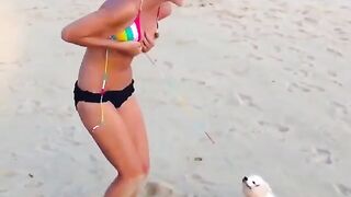 Girl's Breasts Stealing The Show: Good dog. #3