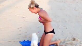 Girl's Breasts Stealing The Show: Good dog. #4