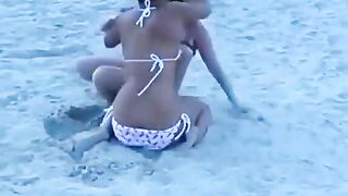 Girl's Breasts Stealing The Show: Beach games #3