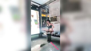 Violet Summers: Violet peeing at the bus stop #3