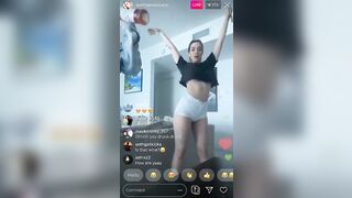 Drinking wine and shaking her ass on IG live