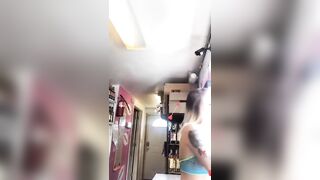 Unusually Revealing Dresswear: Bikini Barista flashing a customer #4