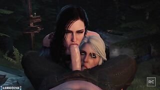 Witcher: Yennefer and Ciri sucking off Geralt (Rescraft, Lerico213) #2