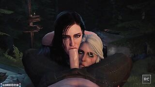 Witcher: Yennefer and Ciri sucking off Geralt (Rescraft, Lerico213) #3