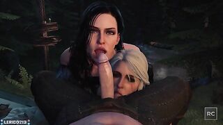 Witcher: Yennefer and Ciri sucking off Geralt (Rescraft, Lerico213) #4