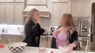 Nattie and Jenni tit smacking