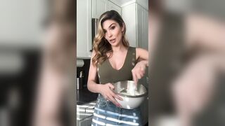 Cathy jiggling while cooking