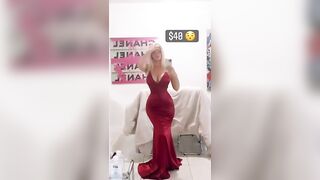 Red dress model - hourglass figure